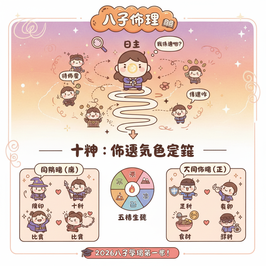 五行四柱八字偏印忌神傷官比肩命盤十神日主偏財命運分析流年大運命理諮詢身強身弱八字論命六親關係運勢分析事業發展刑沖會合命盤解讀