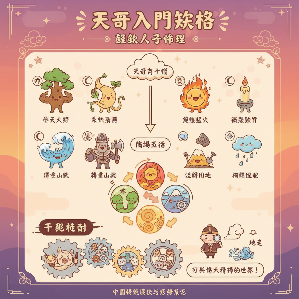 生辰八字陰陽五行干支奇門遁甲五行曆法風水十二生肖六十甲子紫微鬥數五行生剋四柱推命天干化合陰陽宅天干相沖干支紀年五行方位干支紀日陰陽五行循環週期